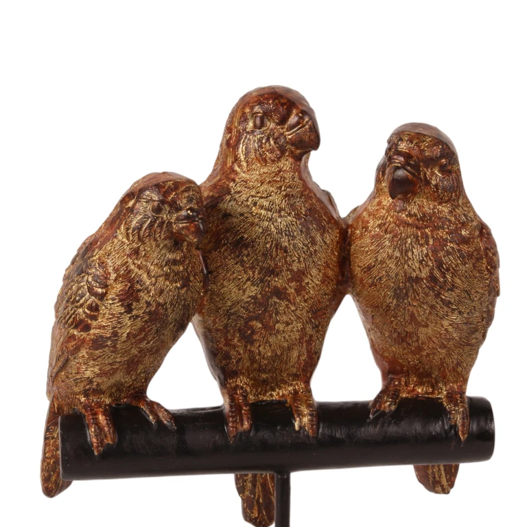 Papageienfigur auf Sockel – Gold – 33 cm