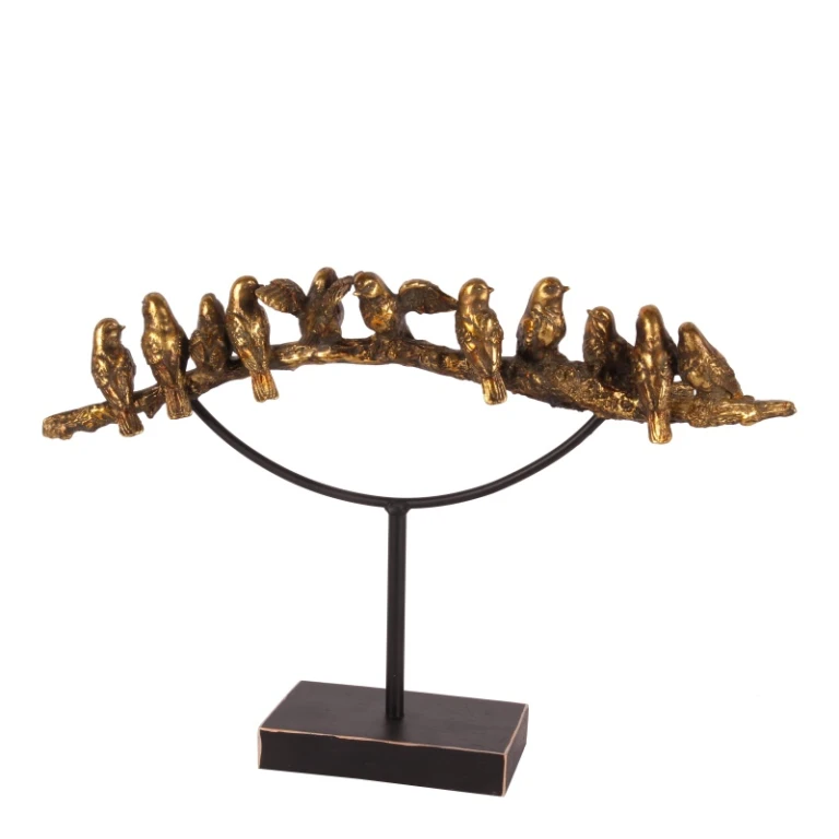 Vögel auf Stab – Gold – 30 cm