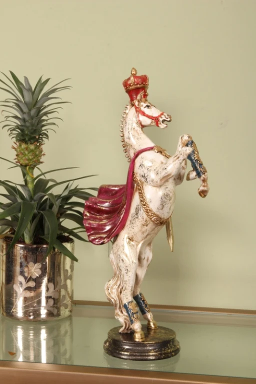Pferdestatue – Rot/Weiß – 40 cm
