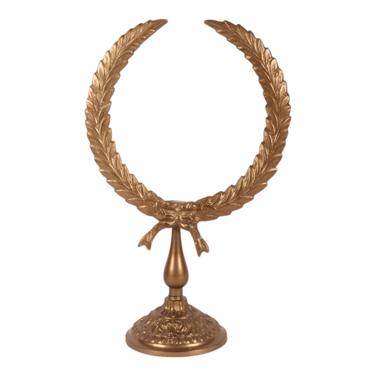 Lorbeerkranz auf Ständer – Gold – 38 cm – Aluminium