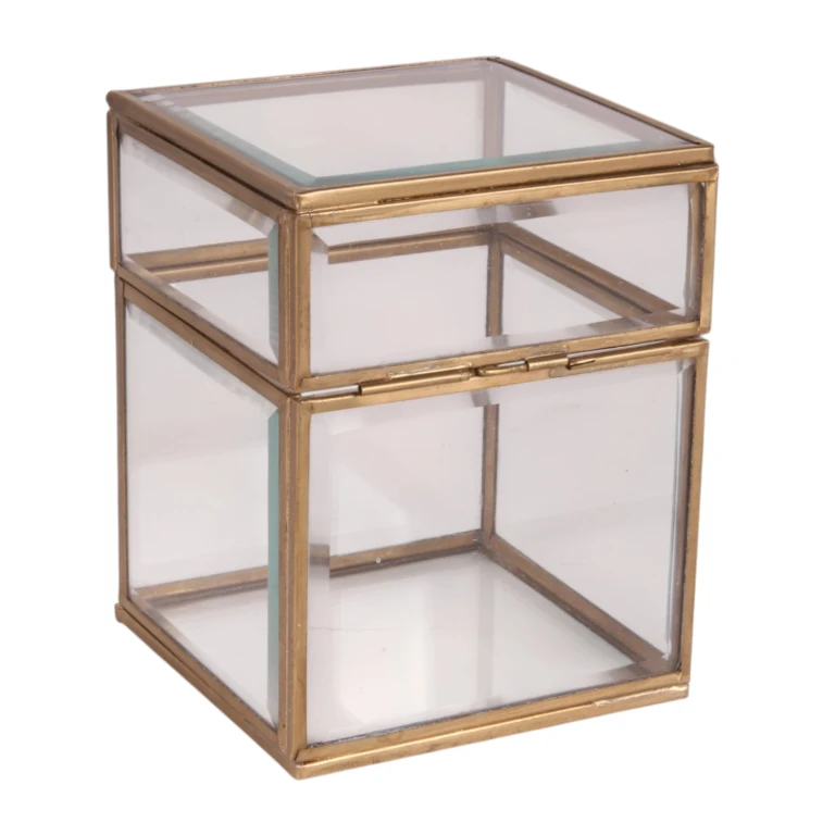 Schmuckschatulle 10x10x13 cm – Gold – Messing und Glas