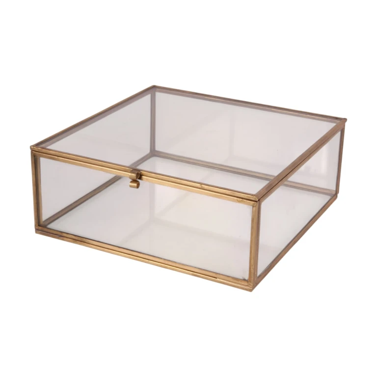 Schmuckschatulle 20x20x8 cm – Gold – Messing und Glas