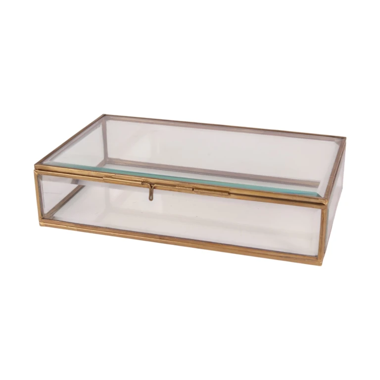 Schmuckschatulle 22,5x14x5,5 cm - Gold - Messing und Glas