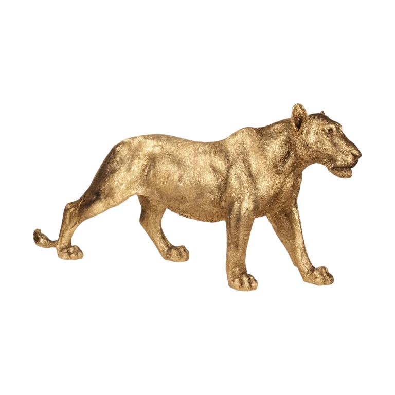 Löwinnen-Statue – Gold – 124 cm