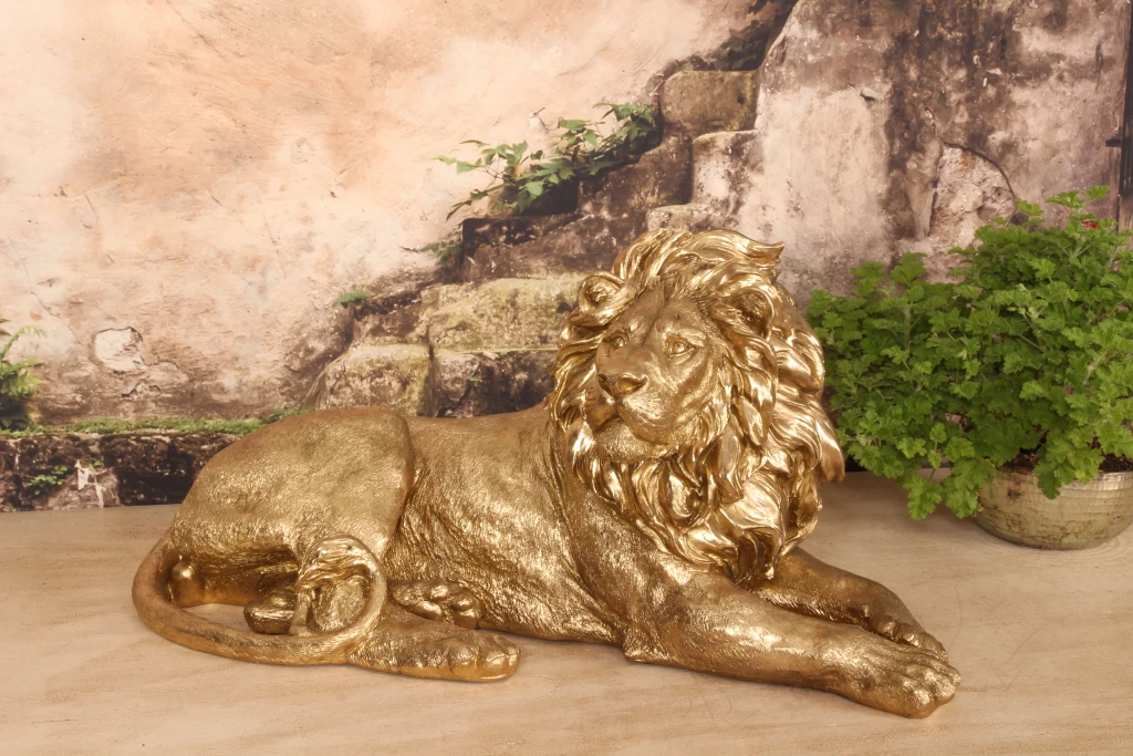 Löwenfigur – Gold – 80 cm