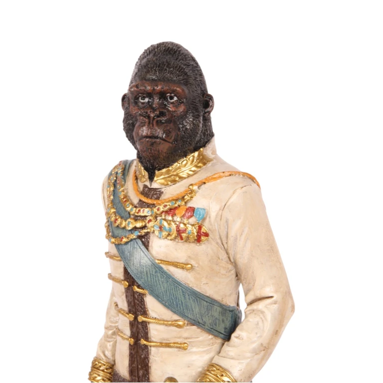 Orang-Utan-Statue auf Sockel – Elfenbein – 40,5 cm