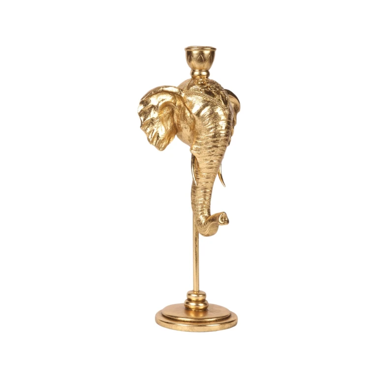 Kerzenständer Elefant - 35,5 cm - Gold - Kunstharz