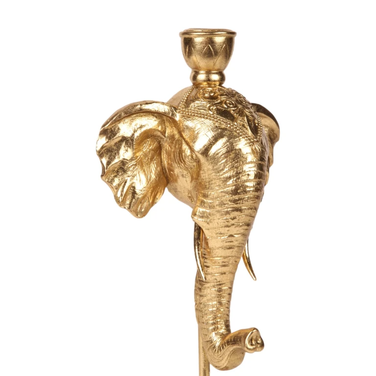 Kerzenständer Elefant - 35,5 cm - Gold - Kunstharz