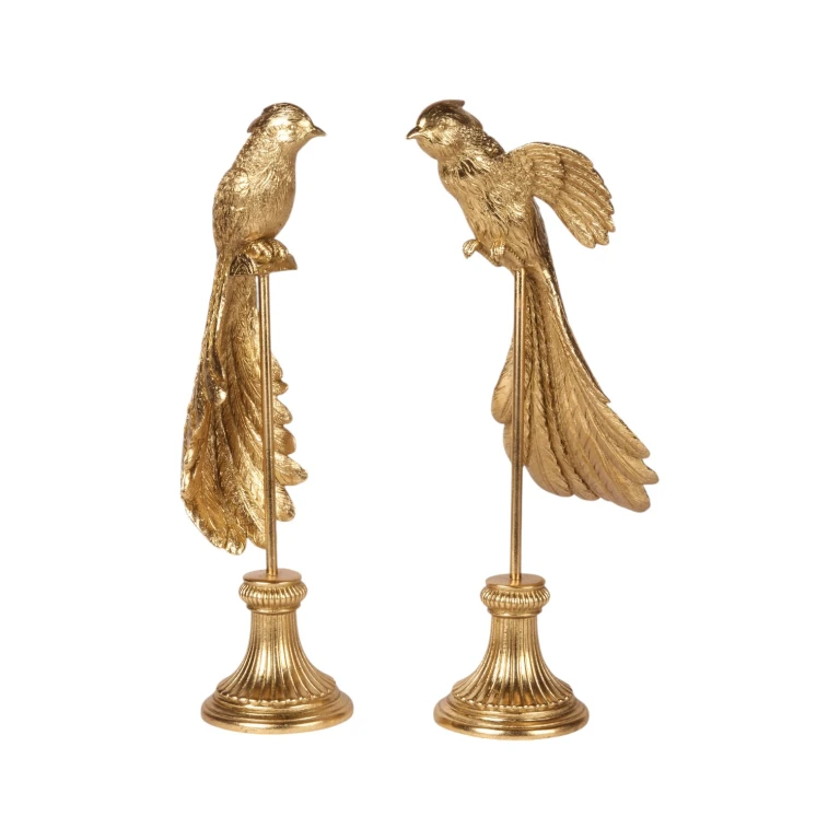 Vogelbild auf Sockel – Gold – 49 cm