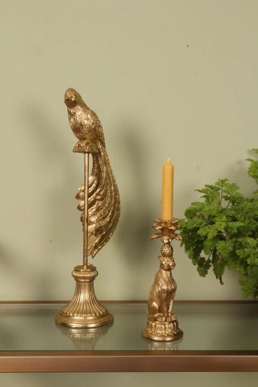 Vogelbild auf Sockel – Gold – 49 cm