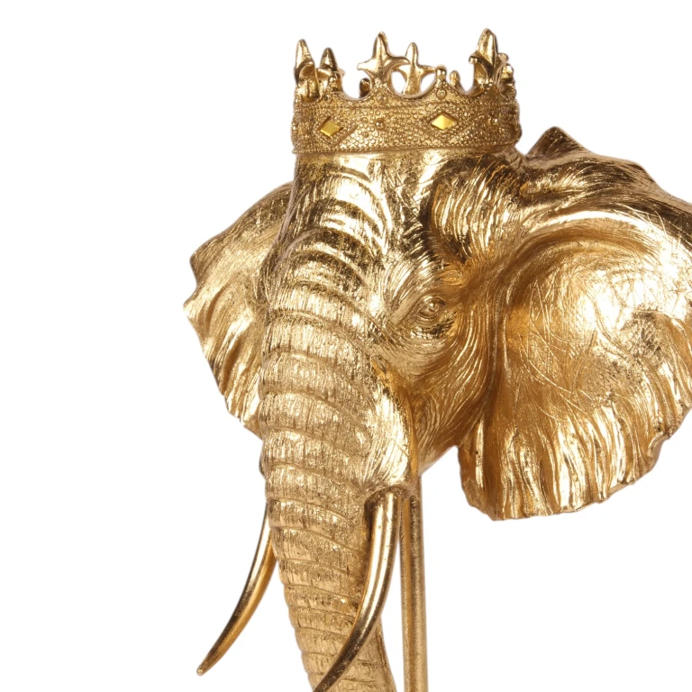 Elefantenfigur auf Sockel – Gold – 37,5 cm