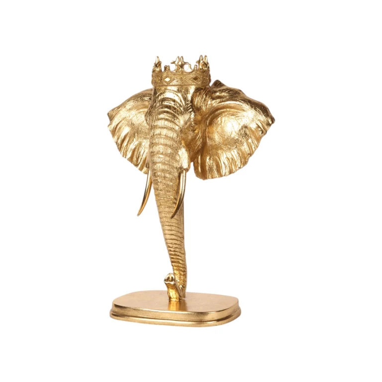 Elefantenfigur auf Sockel – Gold – 37,5 cm