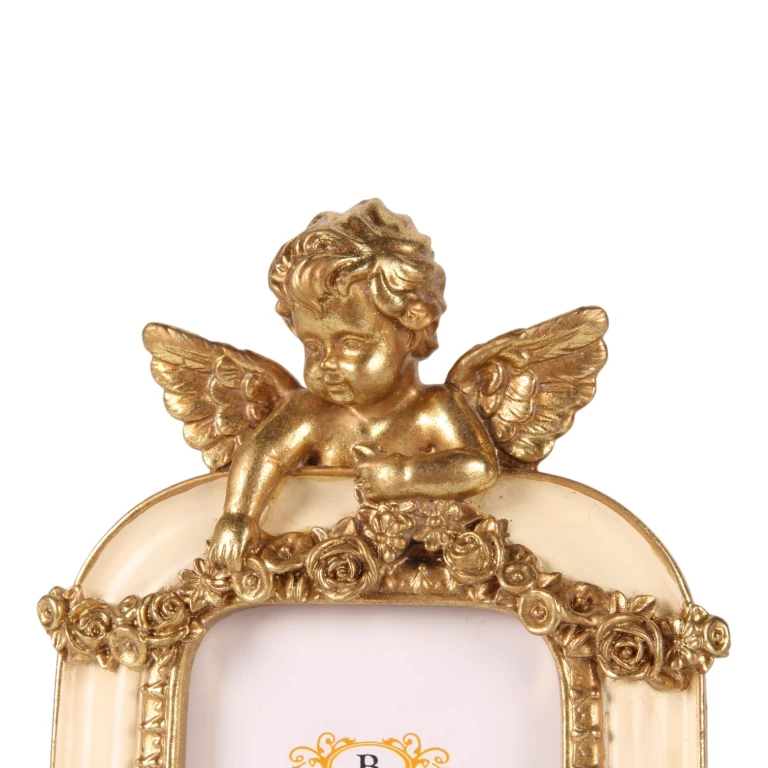 Fotorahmen 6 x 9 cm – crème/gold – Kunstharz – stehend