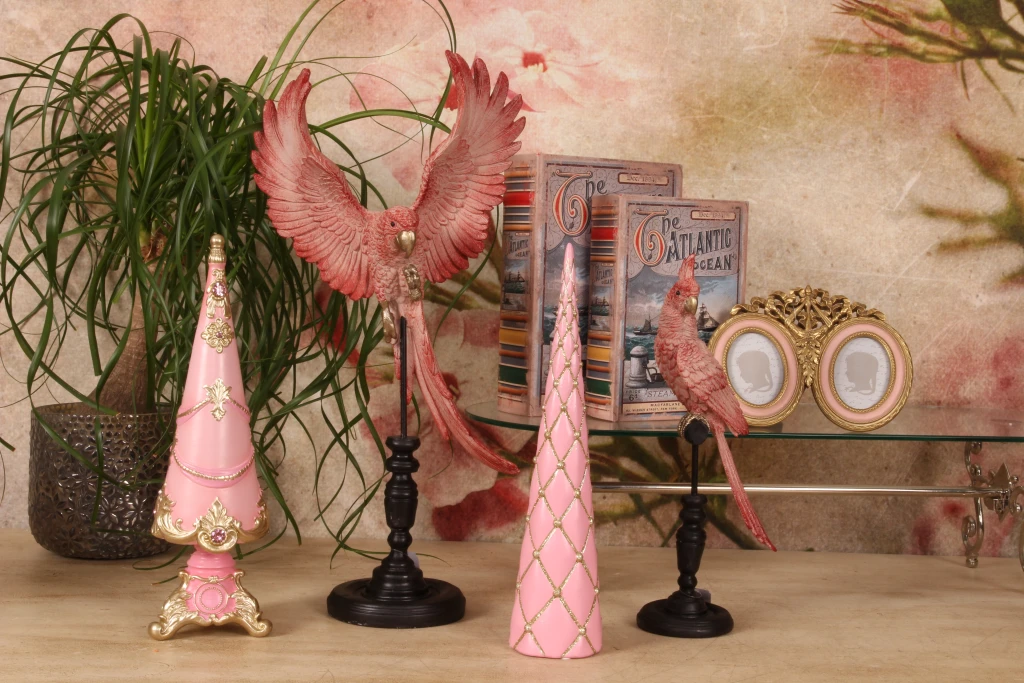 Papagei auf Stab – rosa – 35 cm