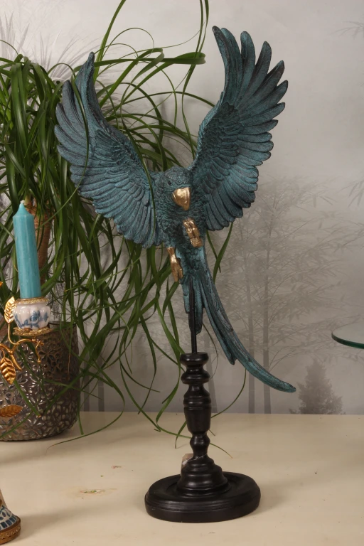 Papagei auf Stab – Blau – 52,5 cm