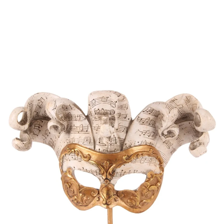 Dekorationsmaske auf Sockel – Gold – 28 cm – Kunstharz