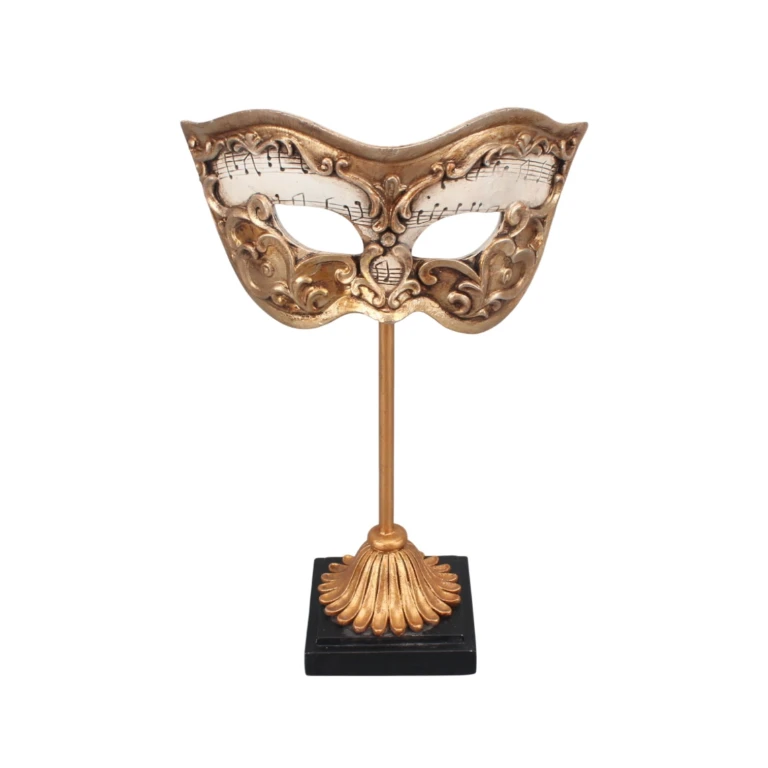 Dekorationsmaske auf Sockel – Gold – 20,5 cm – Kunstharz