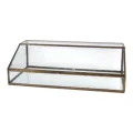 Opbergdoos rechthoekig - 15 cm - goud - messing en glas