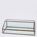 Opbergdoos rechthoekig - 15 cm - goud - messing en glas