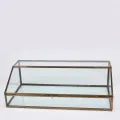 Opbergdoos rechthoekig - 15 cm - goud - messing en glas