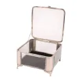 Opbergdoos vierkant - 21 x 21 x 13 cm - zilver - glas