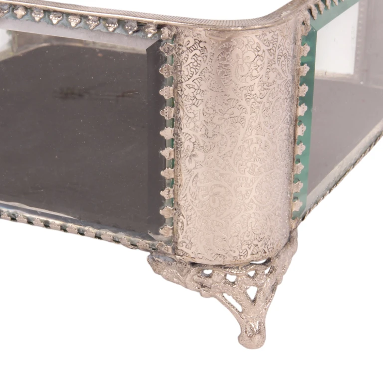Quadratische Aufbewahrungsbox - 21 x 21 x 13 cm - silber - Glas