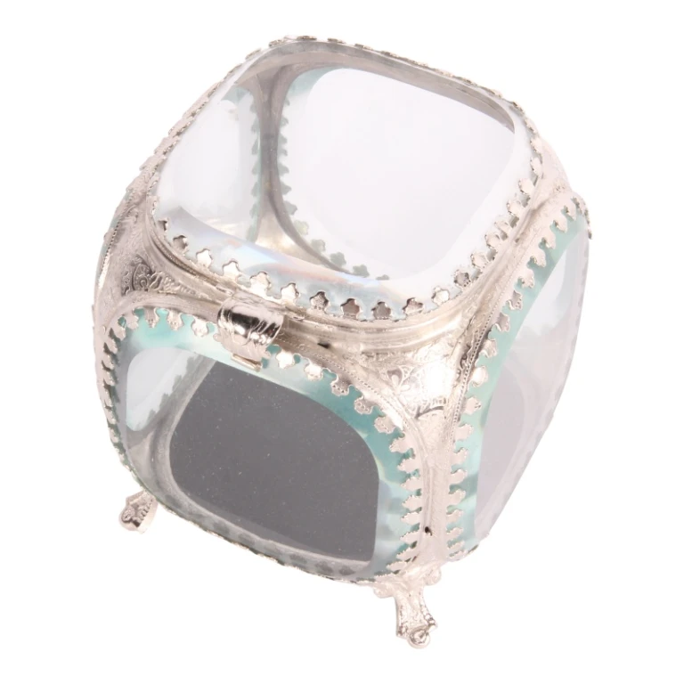 Schmuckschatulle 9,5 x 9,5 x 11 cm - Silber - Glas