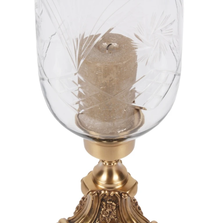 Windlicht Vanna – 57 cm – Gold – Messing und Glas