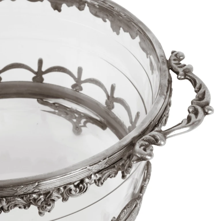 Teelichthalter – silber – Messing und Glas – 14 cm