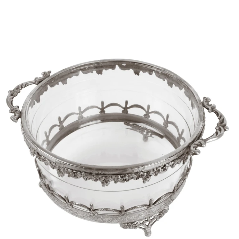 Teelichthalter – silber – Messing und Glas – 14 cm