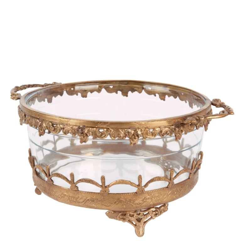 Kerzenhalter - Gold - Messing und Glas - 14 cm