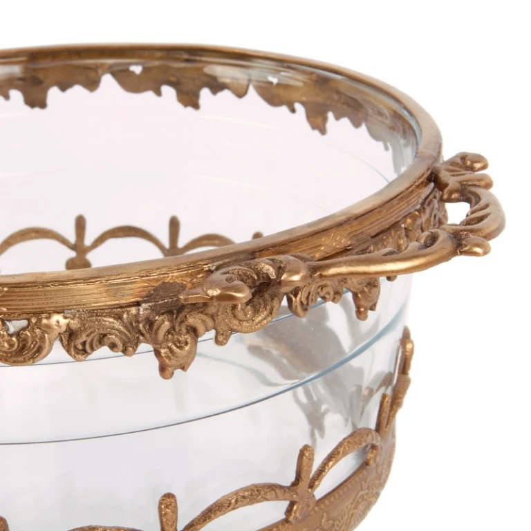 Kerzenhalter - Gold - Messing und Glas - 14 cm