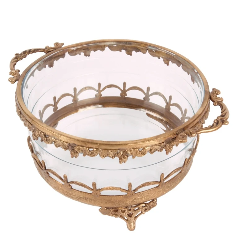 Kerzenhalter - Gold - Messing und Glas - 14 cm