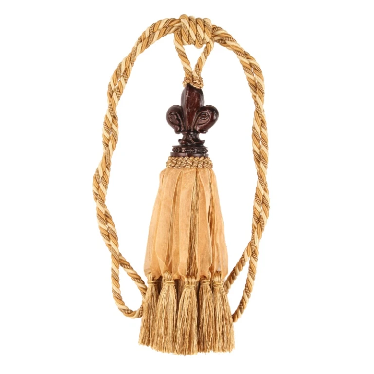 Vorhangbürste Fleur de Lis - 70 cm - gold - Stoff