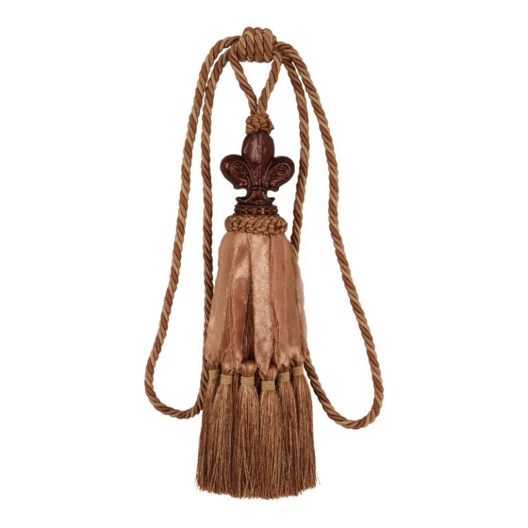 Vorhangbürste Fleur de Lis - 70 cm - braun - Stoff