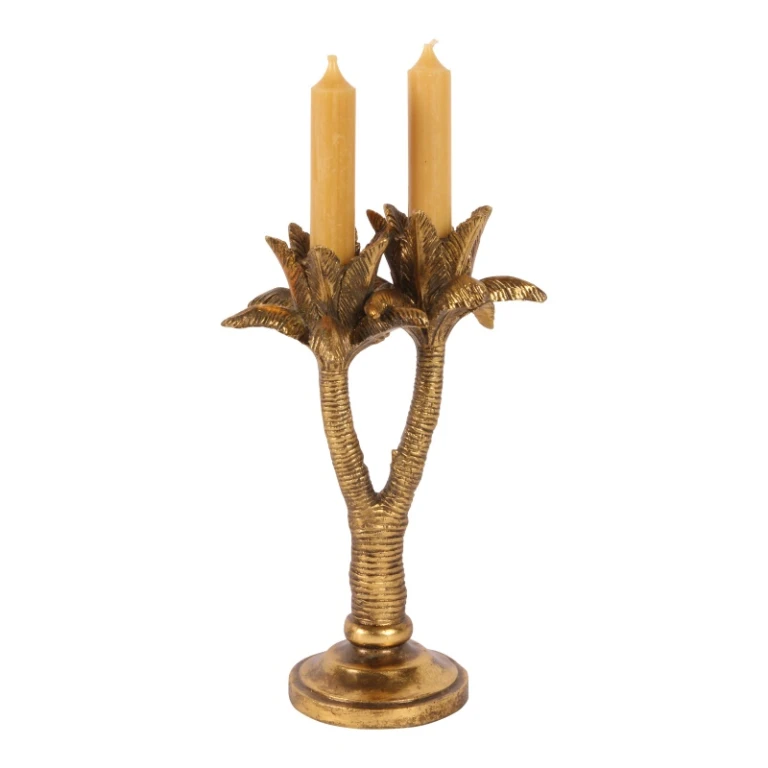 Kerzenständer Palmenbaum - 24 cm - Gold - Kunstharz