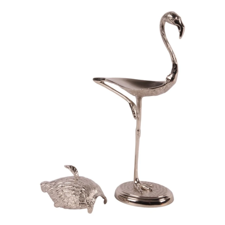 Aufbewahrungsbox Flamingo - 29 cm - silber - Messing