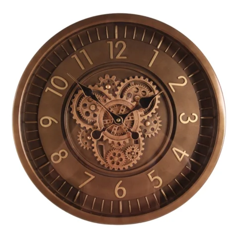 Wandklok Clinton 46 cm - Bruin - Rond - Metaal