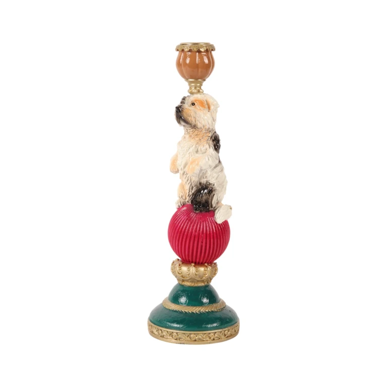 Kerzenständer Hund - 28,5 cm - mehrfarbig - Kunstharz