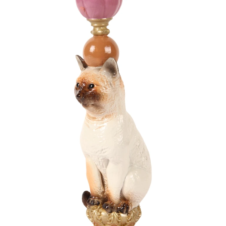 Kerzenständer Katze - 26 cm - mehrfarbig - Kunstharz