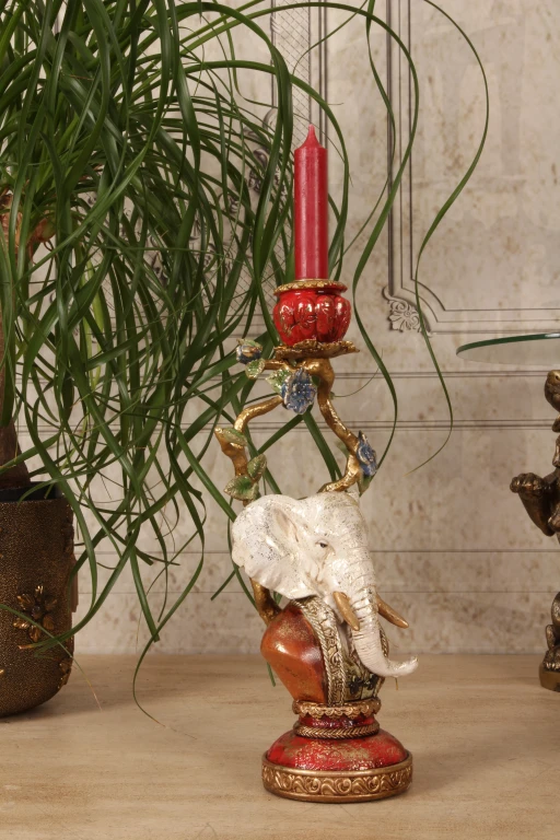 Kerzenständer Elefant - 31 cm - mehrfarbig - Kunstharz