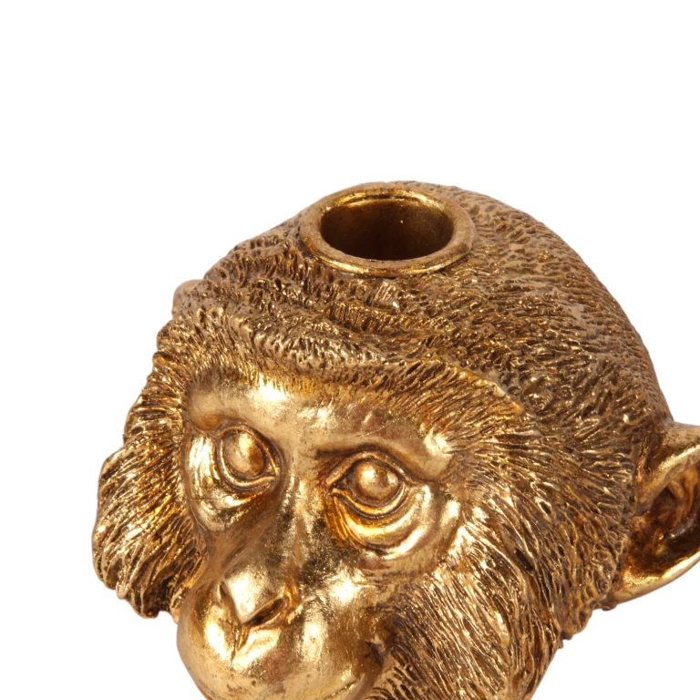 Kerzenständer Affe - 9 cm - Gold - Kunstharz
