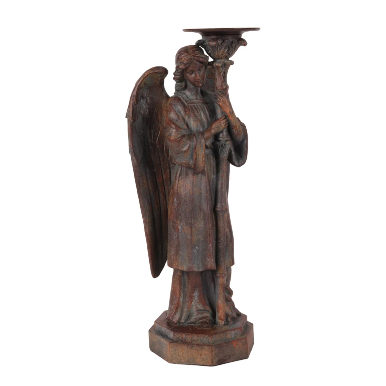 Kerzenständer Engel - 40 cm - antik braun - Kunstharz