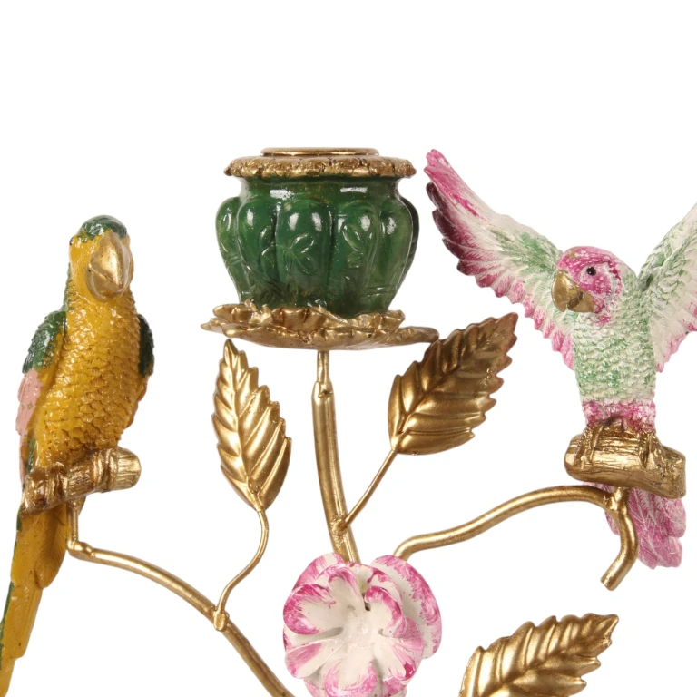 Kerzenständer Vögel - 38,5 cm - grün - Kunstharz