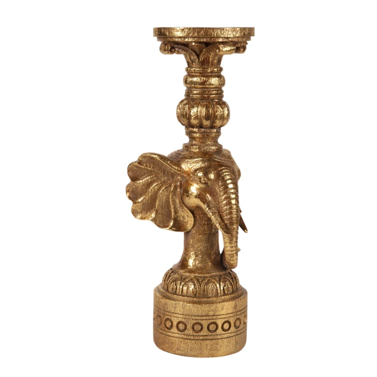 Kerzenständer Elefant - 38,5 cm - Gold - Kunstharz