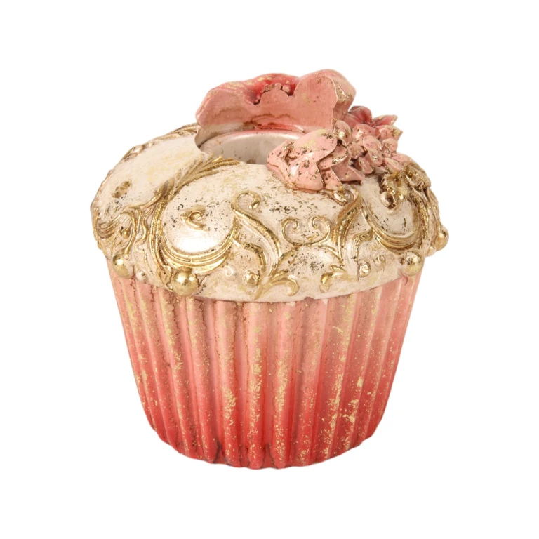 Kerzenständer Cake – 8 cm – rosa – Kunstharz