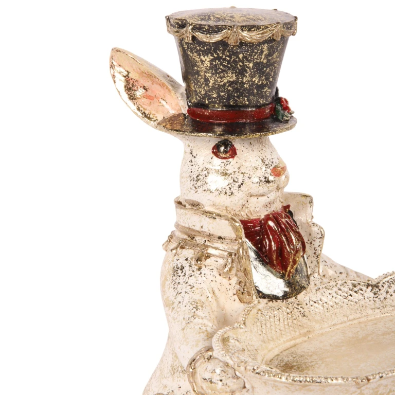 Hasenfigur mit Schale – weiß – 23 cm