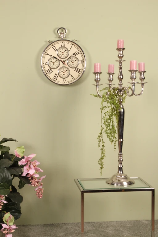 Kandelaber - 5 Arme - 104 cm - Silber - Aluminium