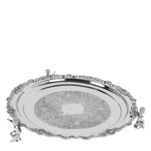 Sierschaal met engeltjes - zilver - 39 cm