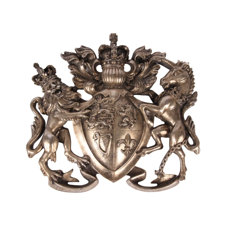 Wappenschild Wandornament - Silber - 38 cm - Kunstharz